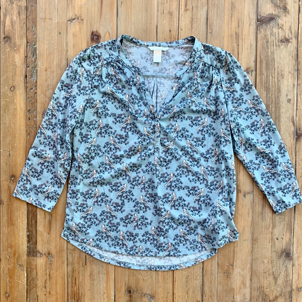H&M 3/4 Sleeve Blouse Size Small Light Blue